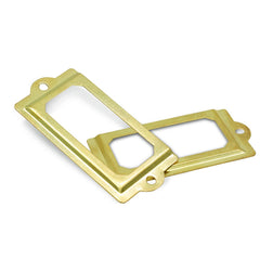 30Pcs Antique Label Holder 2.75" x 1.3" Metal Name Card Frame for Office Library File Drawer Tag Cabinet Shelves Drawer (Gold