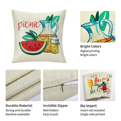 Summer Pillow Covers 18x18: Watermelon Decorative Pillow Covers Farmhouse Pillow Cases Boho Cushion Cases  , Set of 4