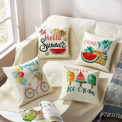 Summer Pillow Covers 18x18: Watermelon Decorative Pillow Covers Farmhouse Pillow Cases Boho Cushion Cases  , Set of 4