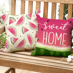 Summer Throw Pillow Covers Watercolor Watermelon Pillow Case 18 x 18 Inch Fruit Sweet Home Cushion Case , Set of 4