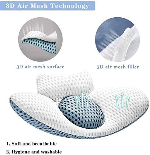 Lumbar Support Pillow for Sleeping, 3D Air Mesh Back Pillow for Bed, Adjustable Height Lumbar Pillow for Lower Back Pain Reli