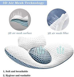 Lumbar Support Pillow for Sleeping, 3D Air Mesh Back Pillow for Bed, Adjustable Height Lumbar Pillow for Lower Back Pain Reli