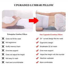 Lumbar Support Pillow for Sleeping, 3D Air Mesh Back Pillow for Bed, Adjustable Height Lumbar Pillow for Lower Back Pain Reli