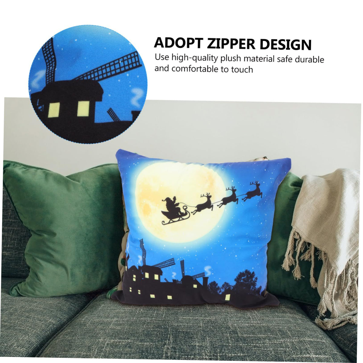 1pc Lantern Christmas Pillow Decorative Cover Pillow Cover Throw Pillow Case Home Pillowcase Winter Holiday Pillow Case Xmas