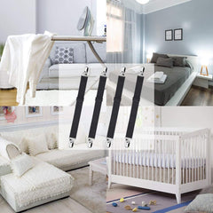 Bed Sheet Suspenders, 4pcs Adjustable Bed Sheet Holder Straps Sheet Fasteners Heavy Duty Bed Sheet Grippers for Mattresses