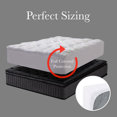 Royal Comfort 1000GSM Luxury Bamboo Covered Mattress Topper Ball Fibre Gusset - Queen - White