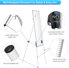 CARLA HOME Whiteboard Easel Portable Magnetic Dry Erase Board with Adjustable Tripod Stand & Height Adjustable for Office & H