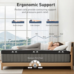 Sleep On Bedding Pocket Spring Memory Foam Hybrid Euro Top Mattress – Double