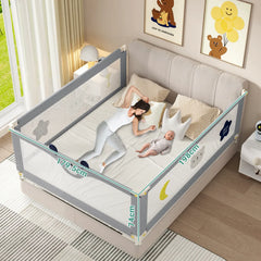 Adjustable Grey Baby Bed Rail Guard for Toddler Cot - 180x200cm