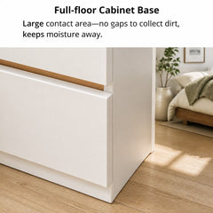 HYGGO Bedside Table Drawer Nightstand Warm White Open Storage Compact 47cm Modern