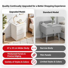 HYGGO Bedside Table Drawer Nightstand Warm White Triple Drawer Finger Pull Modern