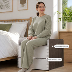 HYGGO Bedside Table Drawer Nightstand Light Gray Wood Grain 3 Drawers Wooden Knobs
