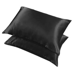 2 Pack Satin Pillowcases Luxury Soft Cushion Covers Bedroom Home Decor - Black