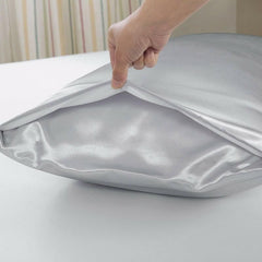 2 Pack Satin Pillowcases Luxury Soft Cushion Covers Bedroom Home Decor - Light Blue