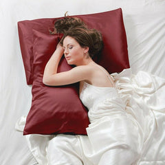 2 Pack Satin Pillowcases Luxury Soft Cushion Covers Bedroom Home Decor - Light Blue