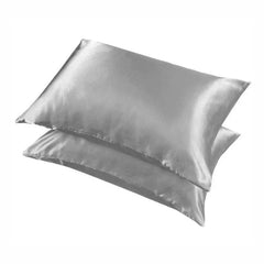 2 Pack Satin Pillowcases Luxury Soft Cushion Covers Bedroom Home Decor - Silver