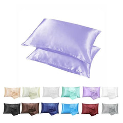2 Pack Satin Pillowcases Luxury Soft Cushion Covers Bedroom Home Decor - Silver