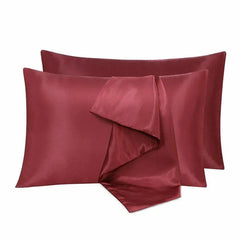 2 Pack Satin Pillowcases Luxury Soft Cushion Covers Bedroom Home Decor - Silver