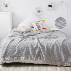 Waffle Sofa Blanket Thin Lightweight Throw Soft Cover Couch Bed Living Room Use - Beige
