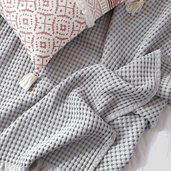 Waffle Sofa Blanket Thin Lightweight Throw Soft Cover Couch Bed Living Room Use - Beige