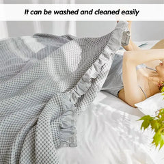 Waffle Sofa Blanket Thin Lightweight Throw Soft Cover Couch Bed Living Room Use - Beige