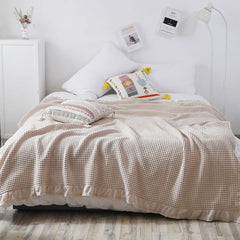 Waffle Sofa Blanket Thin Lightweight Throw Soft Cover Couch Bed Living Room Use - Beige