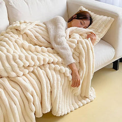 Plush Blanket Leisure Blanket Autumn Winter Warm Nap Throw Soft Cozy - White-100x150cm