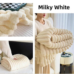 Plush Blanket Leisure Blanket Autumn Winter Warm Nap Throw Soft Cozy - White-100x150cm