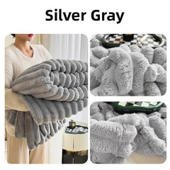 Plush Blanket Leisure Blanket Autumn Winter Warm Nap Throw Soft Cozy - White-100x150cm