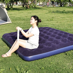 Single Inflatable Airbed 186x96cm Easy Inflate Flocked Air Mattress for Camping Guests
