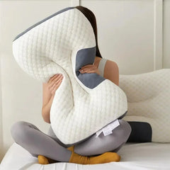 Ergonomic Contour Pillow Knitted Cotton Filling Neck Support for All Sleepers - 1PC