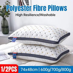 1/2pcs High Rebound Feather Velvet Pillow Washable Soft Bed Cushion Core Support - 700g-2pcs