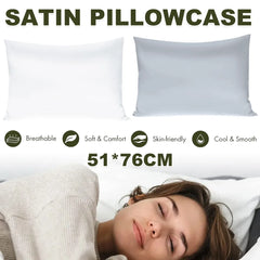 Silk Envelope Pillowcase Soft Satin Protective Cover for Bed Sleep Comfort - Silver