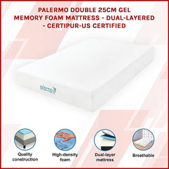 PALERMO Memory Foam Gel Mattress – Double