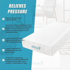 PALERMO Memory Foam Gel Mattress – King Single