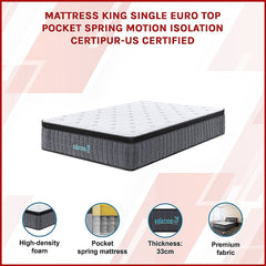 PALERMO Pocket Spring Euro Top Mattress – King Single