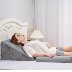 Bed Wedge Pillow for Sleeping, 3 Pcs Adjustable Orthopedic Bed Wedge Set, Back Pain, Snoring Relief & GERD, Dark Grey