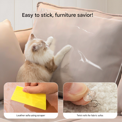 Transparent Cat Scratch Furniture Protector Film - 8 Pack Anti-Scratch Guards for Sofas, Doors, Walls - Self-Adhesive & Non-T