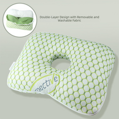 Green Ergonomic Ear Pillow with Hole for Side Sleepers - Pressure Relief Cushion for Ear Pain, Piercings & CNH - Washable Cov
