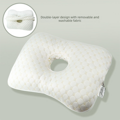 Light Gold Ergonomic Ear Pillow with Hole for Side Sleepers - Pressure Relief Cushion for Ear Pain, Piercings & CNH - Washabl