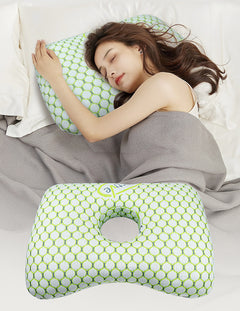 Light Gold Ergonomic Ear Pillow with Hole for Side Sleepers - Pressure Relief Cushion for Ear Pain, Piercings & CNH - Washabl