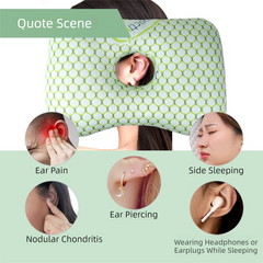 Blue Ergonomic Ear Pillow with Hole for Side Sleepers - Pressure Relief Cushion for Ear Pain, Piercings & CNH - Washable Cove