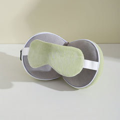 Green and Grey 3-in-1 Foldable Sleep Eye Mask with Neck Pillow - Compact Travel Pillow for Airplane, Office Naps and Restful 