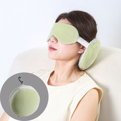 Green and Grey 3-in-1 Foldable Sleep Eye Mask with Neck Pillow - Compact Travel Pillow for Airplane, Office Naps and Restful 