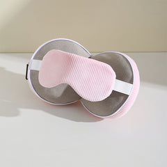 Pink and Grey 3-in-1 Foldable Sleep Eye Mask with Neck Pillow - Compact Travel Pillow for Airplane, Office Naps and Restful S