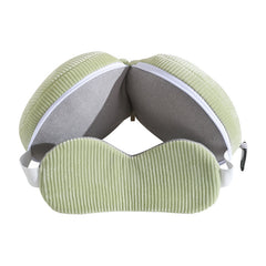 Pink and Grey 3-in-1 Foldable Sleep Eye Mask with Neck Pillow - Compact Travel Pillow for Airplane, Office Naps and Restful S