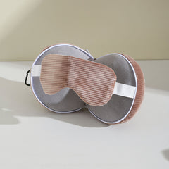 Brown and Grey 3-in-1 Foldable Sleep Eye Mask with Neck Pillow - Compact Travel Pillow for Airplane, Office Naps and Restful 
