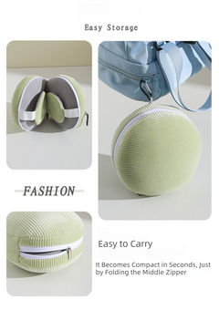 Brown and Grey 3-in-1 Foldable Sleep Eye Mask with Neck Pillow - Compact Travel Pillow for Airplane, Office Naps and Restful 