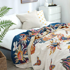 Pure Cotton Multi-Layer Gauze Blanket(Classic B, 150 cm x 200 cm) - Lightweight, Ultra-Breathable, and Moisture-Wicking Summe