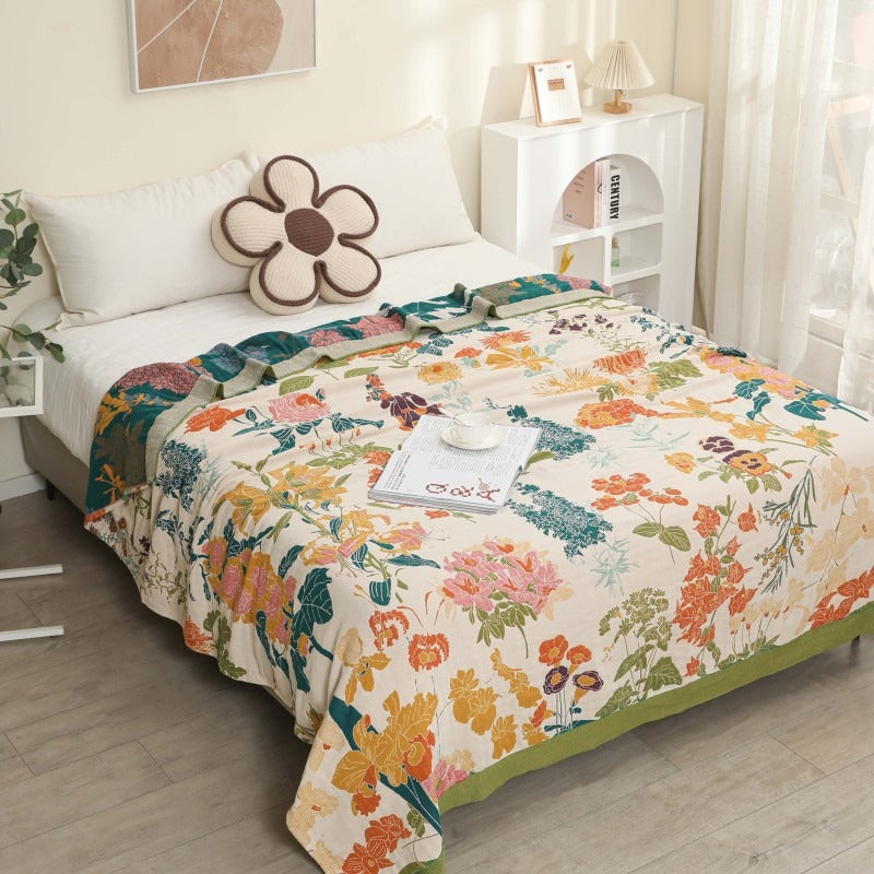 Pure Cotton Multi-Layer Gauze Blanket(Classic B, 230 cm x 200 cm) - Lightweight, Ultra-Breathable, and Moisture-Wicking Summe